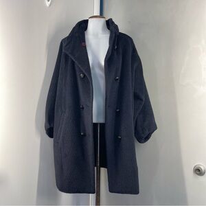 MICHAA Stylish Navy Blue  Double-Breasted Coat